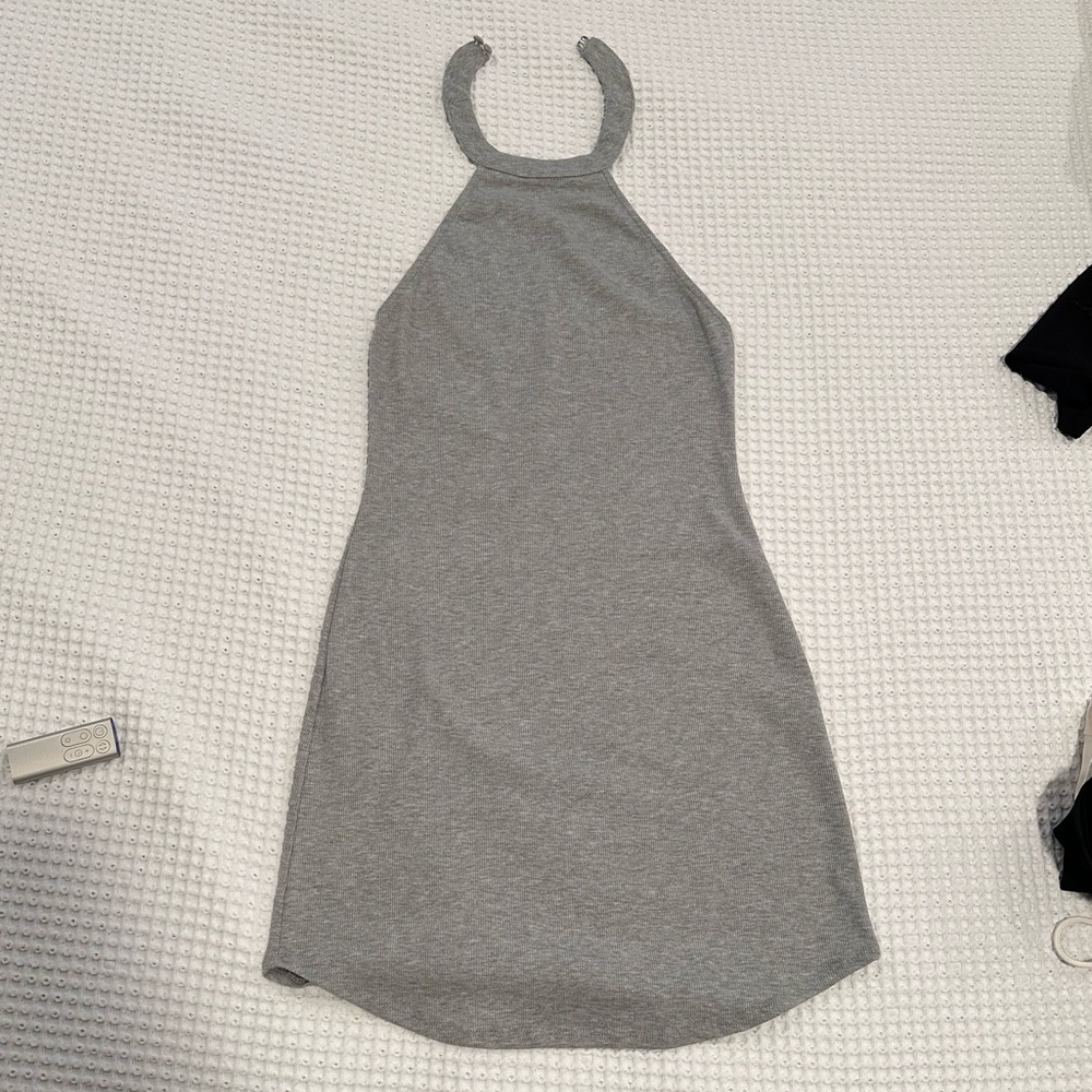 Grey Toni halter mini dress